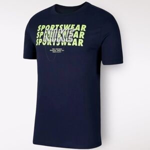 Nike NWT‎ Men’s Sportwear Navy & Neon Yellow Graphic Super Soft Short Sleeve XXL